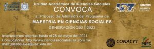 Admisión del Programa de MAESTRÍA EN CIENCIAS SOCIALES