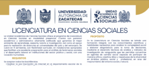 Convocatoria Licenciatura en Ciencias Sociales